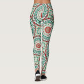 Vakantie Mandala in rood, groen en winter wit Leggings (Achterkant)