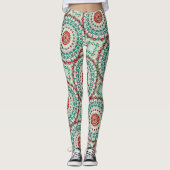 Vakantie Mandala in rood, groen en winter wit Leggings (Voorkant)