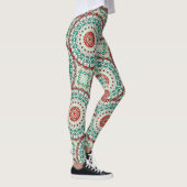 Vakantie Mandala in rood, groen en winter wit Leggings (Rechts)