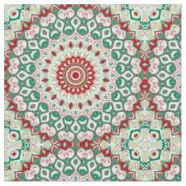 Vakantie-mandala in rood, groen en winterwit stof