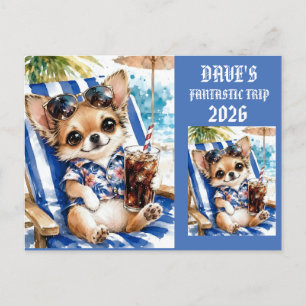 Vakantie Mannelijke Chihuahua Strand Relaxatie Briefkaart