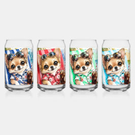 Vakantie mannetje Chihuahua Strand Relaxatie 1-4 Blikvorm Glas