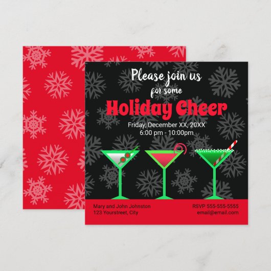 Vakantie Martini Cocktail Party Kaart (Voorkant / Achterkant)