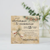 Vakantie Martinis Rustieke Pine en Snowflakes Part Kaart (Staand voorkant)