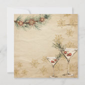 Vakantie Martinis Rustieke Pine en Snowflakes Part Kaart (Achterkant)