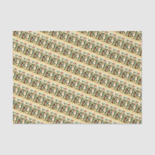 Vakantie Meisje &  Paashaas Weefsel Papier (Voorkant)