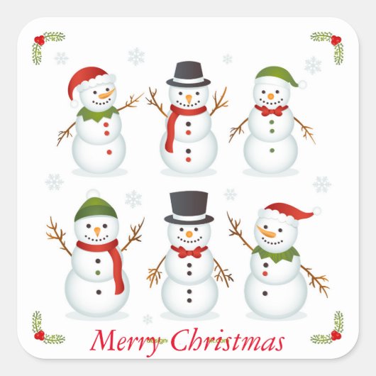 Vakantie Merry Snowmen Stickers (Voorkant)