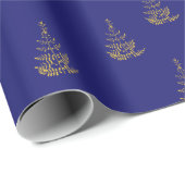 Vakantie met Blue and Gold Tree Cadeaupapier (Rol Hoek)