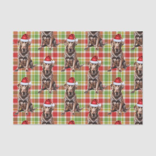 Vakantie met Chocolate Lab Hondenkerst Tissuepapier (Voorkant)