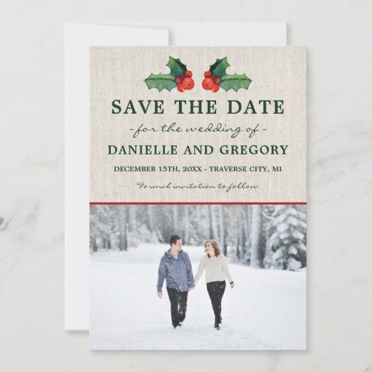 Vakantie met kerstbruiloft sparen de datum save the date (Voorkant)