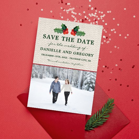 Vakantie met kerstbruiloft sparen de datum save the date