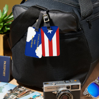 Vakantie met vlag van Puerto Rico Patriotisch Bagagelabel