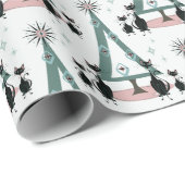 Vakantie middeleeuwse kat familie cadeaupapier (Rol Hoek)