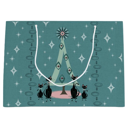 Vakantie middeleeuwse kat familie groot cadeauzakje (Voorkant)