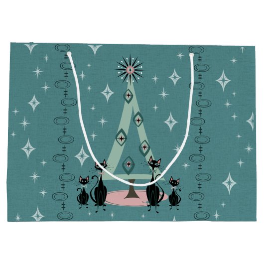 Vakantie middeleeuwse kat familie groot cadeauzakje (Achterkant)