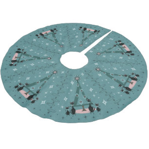 Vakantie middeleeuwse kat familie kerstboom rok