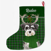 Vakantie Miniatuur Schnauzer Pset met de naam Dog Grote Kerstsok (Achterkant)
