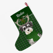 Vakantie Miniatuur Schnauzer Pset met de naam Dog Grote Kerstsok (Achterkant (Hangend))