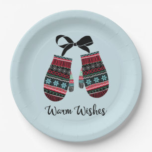 Vakantie Mittens Warm Wvanwege Borden kerstpapier Papieren Bordje