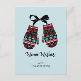 Vakantie Mittens Warm Wwish Briefkaart met kerstmi