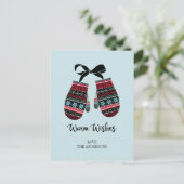 Vakantie Mittens Warm Wwish Briefkaart met kerstmi (Staand voorkant)