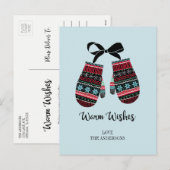 Vakantie Mittens Warm Wwish Briefkaart met kerstmi (Voorkant / Achterkant)