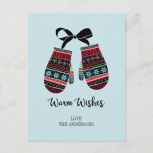 Vakantie Mittens Warm Wwish Briefkaart met kerstmi