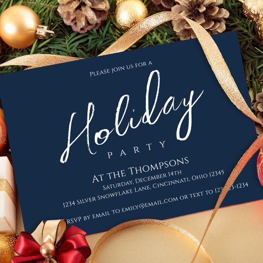 Vakantie Modern Eenvoudig Marine Blauw Kalligrafie Kaart