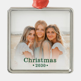 Vakantie Modern Familie Foto Metal Ornament