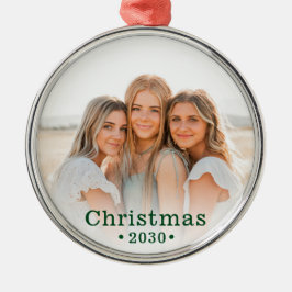 Vakantie Modern Familie Foto Metal Ornament