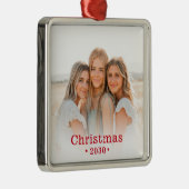 Vakantie Modern Familie Foto Metal Ornament (Rechts)