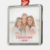 Vakantie Modern Familie Foto Metal Ornament (Links)