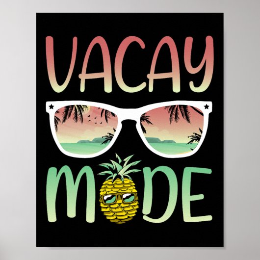 Vakantie Modus Grappige Ananas Met Zonnebril In Va Poster (Voorkant)