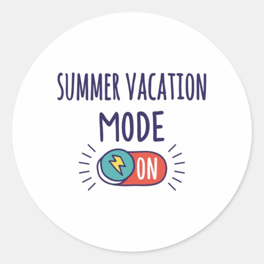 Vakantie-modus voor de zomer ingeschakeld ronde sticker (Voorkant)