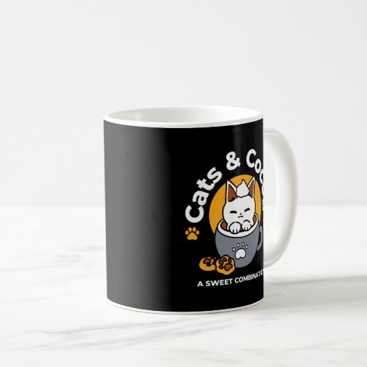 Vakantie Mok Ontwerp met Gezellige Kat en Poot Coo (Voorkant rechts)