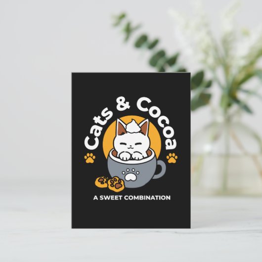 Vakantie Mok Ontwerp met Gezellige Kat en Poot Coo Briefkaart (Staand voorkant)