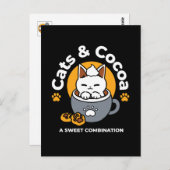 Vakantie Mok Ontwerp met Gezellige Kat en Poot Coo Briefkaart (Voorkant / Achterkant)