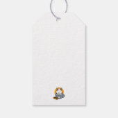 Vakantie Mok Ontwerp met Gezellige Kat en Poot Coo Cadeaulabel (Achterkant)