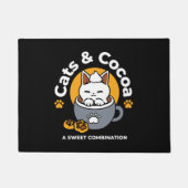Vakantie Mok Ontwerp met Gezellige Kat en Poot Coo Deurmat (Voorkant)