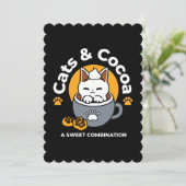 Vakantie Mok Ontwerp met Gezellige Kat en Poot Coo Feestdagenkaart (Staand voorkant)