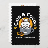 Vakantie Mok Ontwerp met Gezellige Kat en Poot Coo Feestdagenkaart (Voorkant / Achterkant)