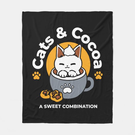 Vakantie Mok Ontwerp met Gezellige Kat en Poot Coo Fleece Deken (Voorkant)