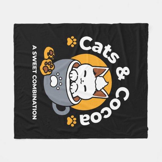 Vakantie Mok Ontwerp met Gezellige Kat en Poot Coo Fleece Deken (Voorkant (Horizontaal))