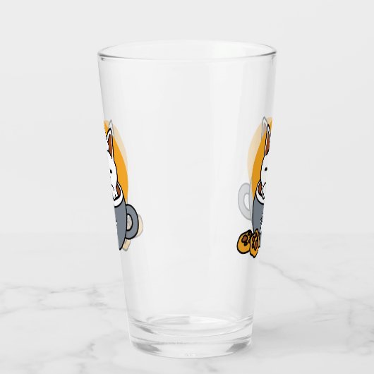 Vakantie Mok Ontwerp met Gezellige Kat en Poot Coo Glas (Links)