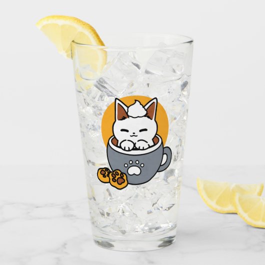 Vakantie Mok Ontwerp met Gezellige Kat en Poot Coo Glas (Voorkant ijs)