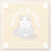 Vakantie Mok Ontwerp met Gezellige Kat en Poot Coo Glazen Onderzetter (Achterkant)