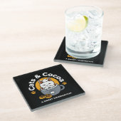 Vakantie Mok Ontwerp met Gezellige Kat en Poot Coo Glazen Onderzetter (Schuin)