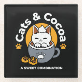 Vakantie Mok Ontwerp met Gezellige Kat en Poot Coo Glazen Onderzetter (Voorkant)