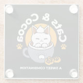 Vakantie Mok Ontwerp met Gezellige Kat en Poot Coo Glazen Onderzetter (Achterkant)