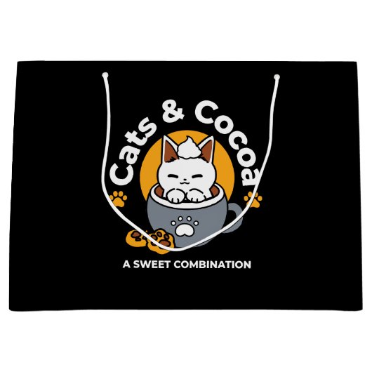 Vakantie Mok Ontwerp met Gezellige Kat en Poot Coo Groot Cadeauzakje (Voorkant)